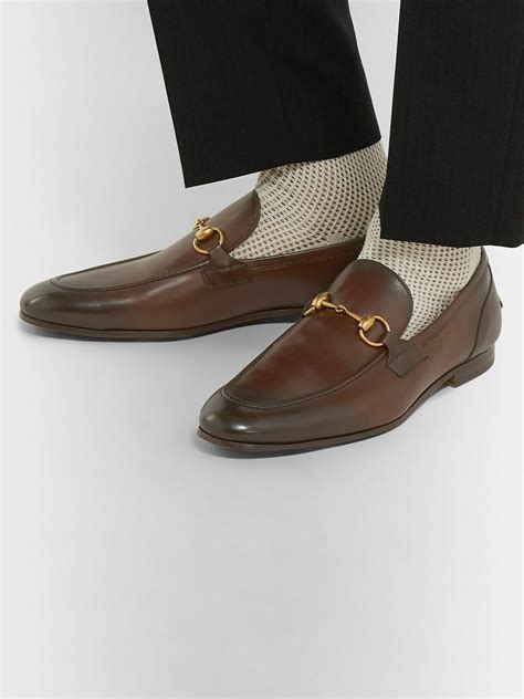 gucci jordaan horsebit detailed leather loafers|Gucci jordaan loafer men.